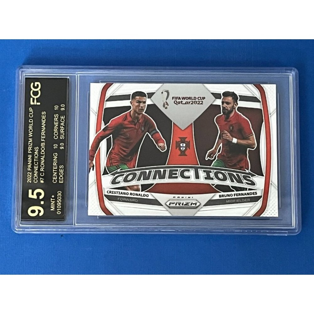 2022 Prizm World Cup Connections Cristiano Ronaldo Bruno Fernandes Graded 9.5 MT